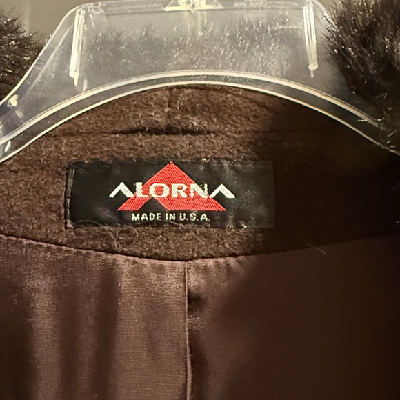 ALORNA VINTAGE BROWN WOOL FUR COAT JACKET SIZE L (would fit XL) - Picture 6 of 16